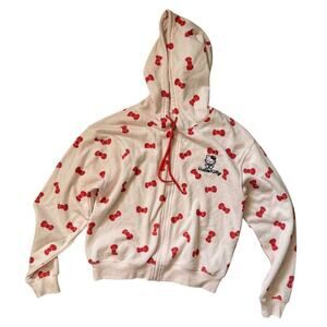 Hello Kitty Sanrio Hybrid Apparel Zip Up Hoodie Size Small Lt. Pink w/bows Kitty